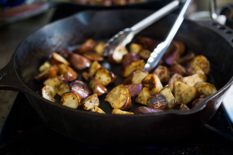 Searing Chinese eggplant.