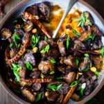 Chinese eggplant recipe with Szechuan sauce, chilies and peanuts
