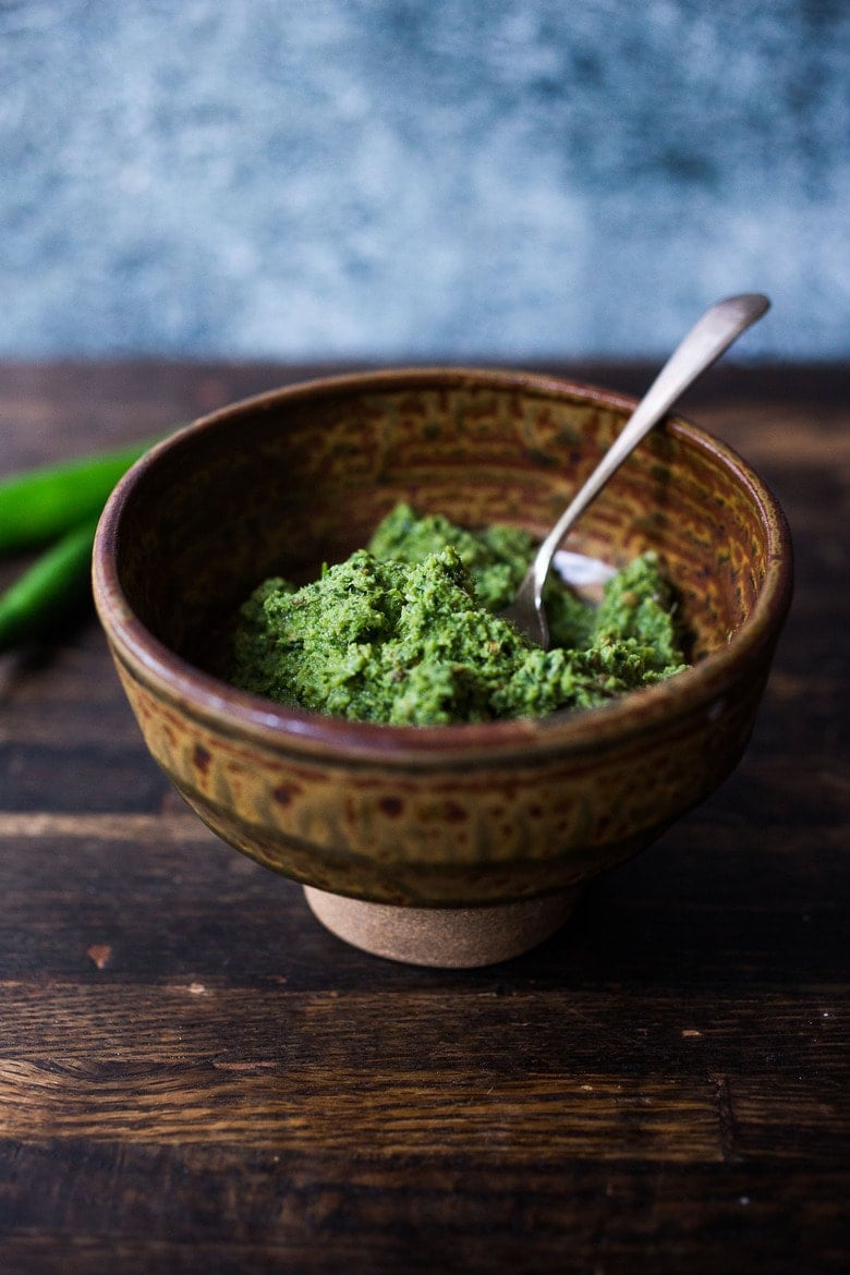 Homemade Green Curry Paste in a bowl.