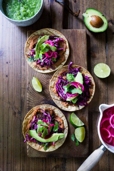 crispy jackfruit tacos with slaw