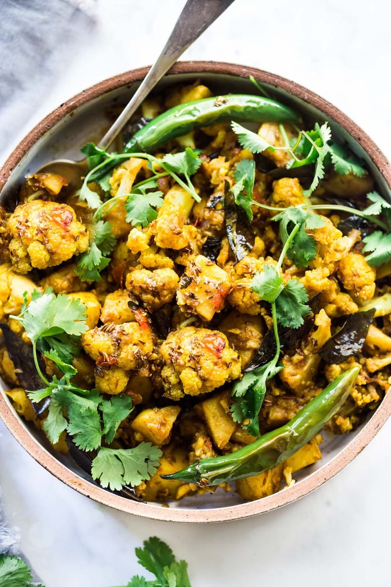 35 Mouthwatering Indian Recipes | Flavorful Aloo Gobi! Indian-Spiced Potatoes and Cauliflower with Masala Spices- an easy authentic healthy Indian classic that can be made on the stovetop! Vegan adaptable.