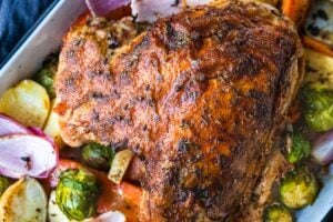 Oven Roasted Turkey Breast with spices, herbs, garlic and lemon zest! Tender juicy meat with crispy flavorful skin, it's a simple alternative to a full-sized turkey, perfect for smaller families!