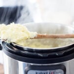 Easy Instant Pot Mashed Potatoes that can be made in just 20 minutes! Creamy, fluffy and light! Vegan adaptable! #mashedpotatoes #instantpot #sides #thanksgivingsides #sidedishes