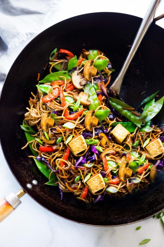 50 Delicious Tofu Recipes: Veggie Lo Mein Noodles.