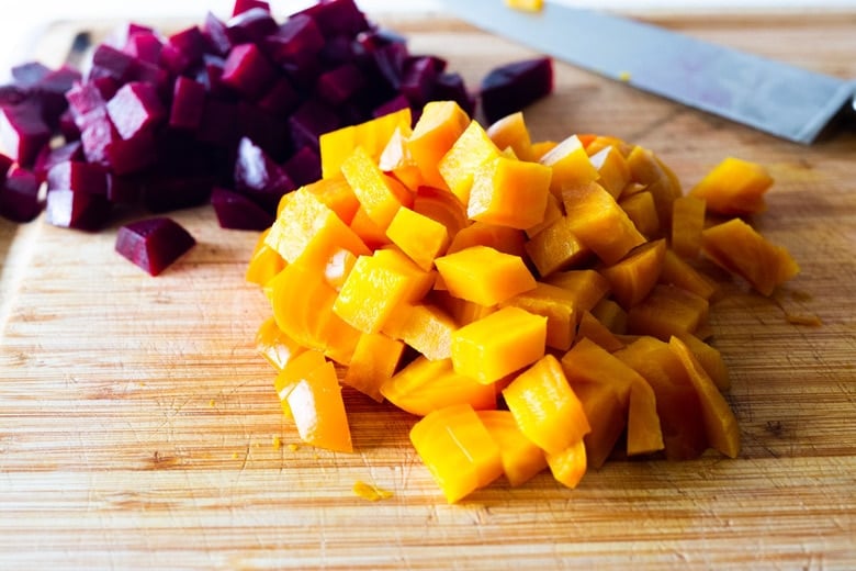 Truly one of the most beautiful and delicious Beet Salads! Tossed with pistachios, feta, cilantro and orange zest in a simple citrus vinaigrette. Can be made ahead and keeps for 3 days in the fridge. Perfect for special gatherings - and beautiful addition to the holiday table. 