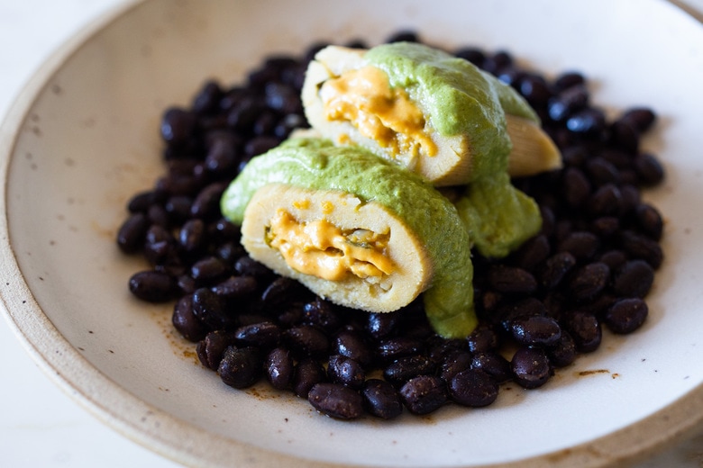 Butternut tamales with pumpkin seed sauce