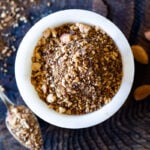 Dukkah is a flavorful Middle Eastern spice blend made with fragrant spices and and toasted nuts. Sprinkle it on soups, salads, eggs, avocado toast, sautéed veggies... to give an earthy flavor and delicious crunch! #dukkah #zaatar #middleeasternspice