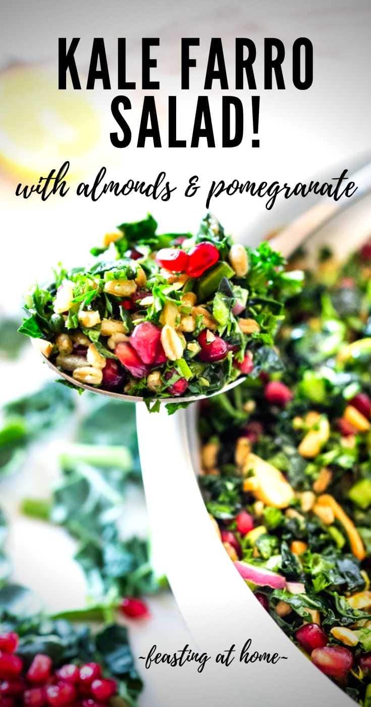 Kale Farro Salad with Almonds and Pomegranate