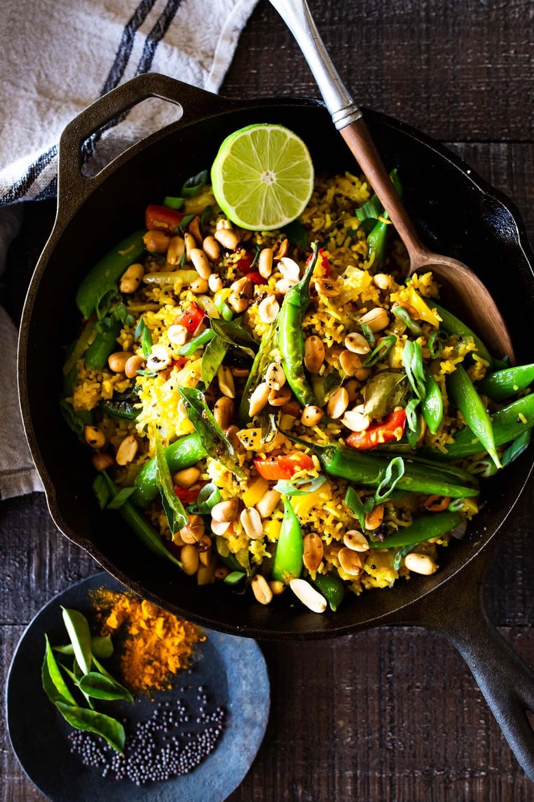 35 Delicious Indian Recipes to Make at Home | This Flavorful Indian Fried Rice is full of healthy veggies and can be made in under 30 minutes. Vegetarian, Vegan adaptable, fast and easy! 