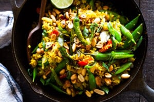 Indian Fried Rice also called Vagharela bhaat- infused with fragrant spices and healthy veggies.