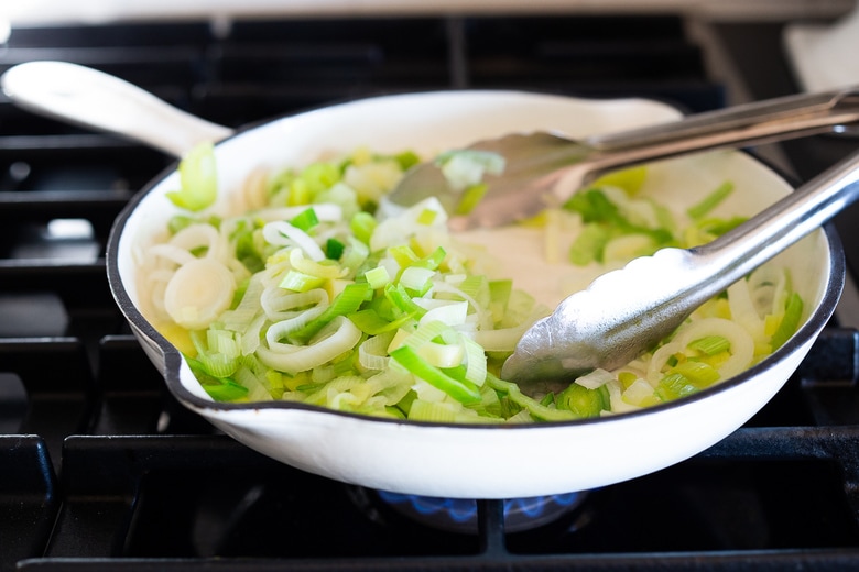 A simple delicious recipe for Leek Bread to serve with your favorite soups and stews. #leeks #bread