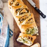 A simple delicious recipe for Leek Bread to serve with your favorite soups and stews. #leeks #bread