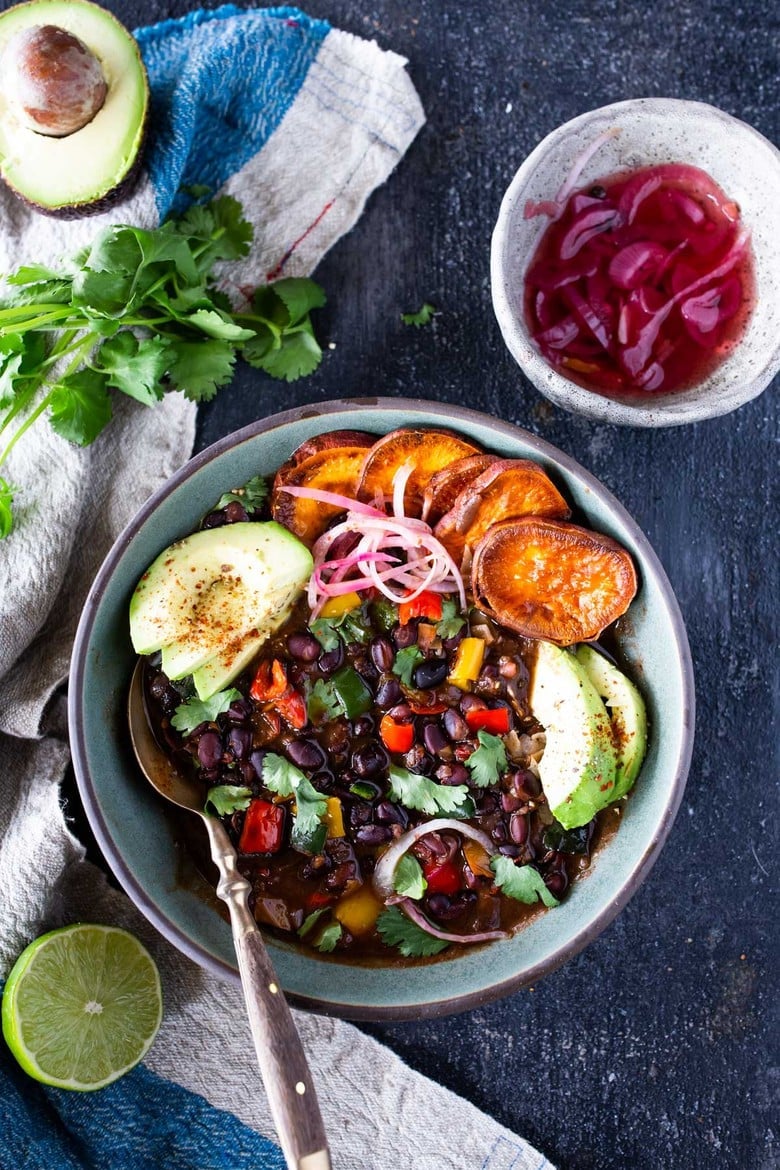 A simple vegan recipe for Cuban Black Bean Soup that can be made in an Instant Pot with Dry Beans! Vegan and delicious!