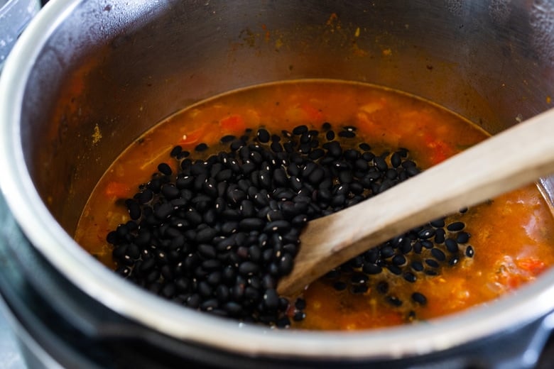 The best black bean soup using dry beans in an instant pot