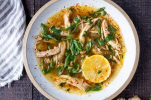 Feel Better Chicken Soup with Lemon and ginger. A delicious low-carb, keto soup that you can make in an Instant Pot, Stove top or in a slow cooker. Simple and healthy!