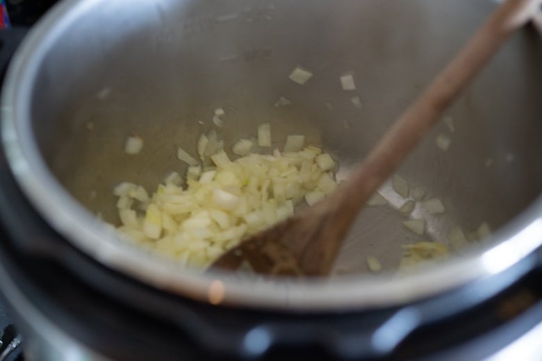 saute onion and garlic 
