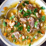 Brothy Leek, Lamb and Cabbage Soup with White beans- a delicious and healthy, soul-warming soup that can be made in an Instant Pot! #lambstew #instantpotrecipes
