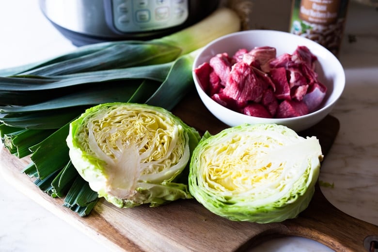 Brothy Leek, Lamb and Cabbage Soup with White beans- a delicious and healthy, soul-warming soup that can be made in an Instant Pot! 