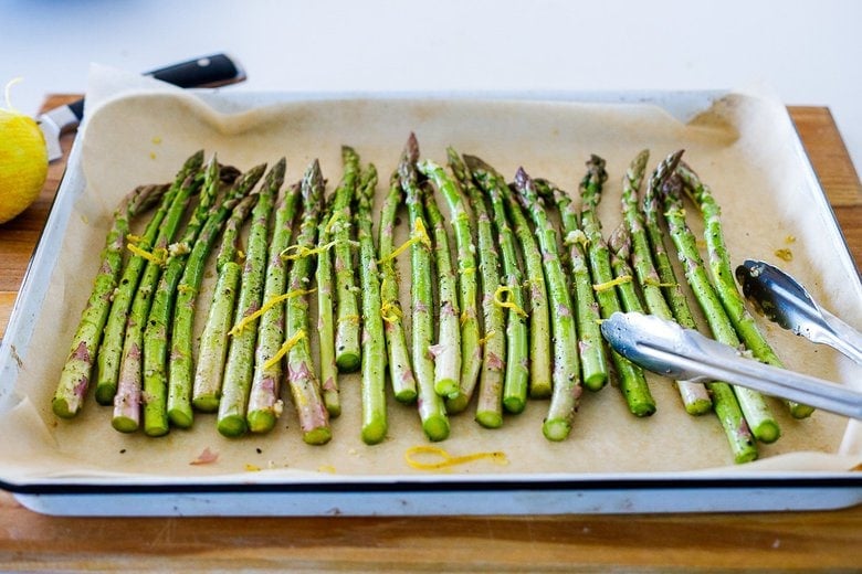 place asparagus on a sheet pan