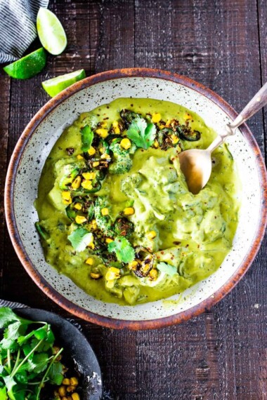 Vegan Broccoli "Cheddar" Soup with Jalapeño - a fast and easy weeknight recipe that is healthy, vegan and keto! #broccolisoup #vegansoup