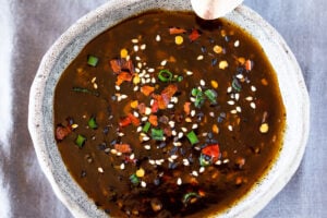 Here's an EASY recipe for Homemade Teriyaki Sauce that can be made in 15 minutes to use as a marinade, stirfry sauce or flavorful dipping sauce. You'll never buy bottled again!  Vegan and Gluten-free adaptable! 