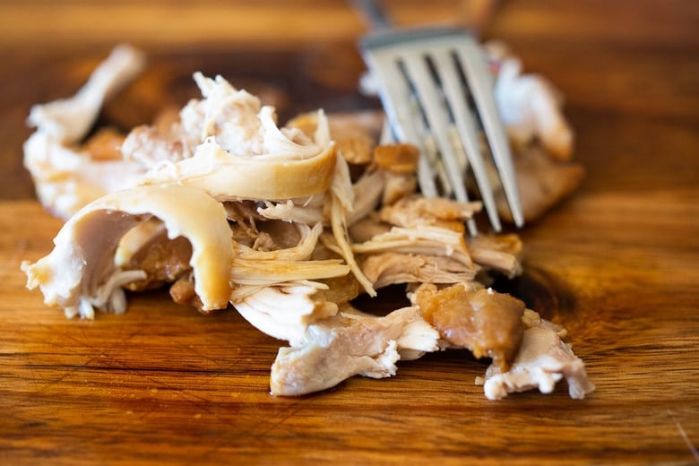 chicken shredded with fork.