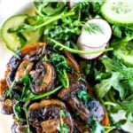 Healthy Delicious Mushroom Toast with Spinach, Garlic, Thyme and Lemon zest. Serve it as a simple meal alongside a hearty salad, or top it with an egg for breakfast. A tasty easy way to make a meal out of sourdough bread. Vegan!