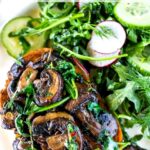 Healthy Delicious Mushroom Toast with Spinach, Garlic, Thyme and Lemon zest. Serve it as a simple meal alongside a hearty salad, or top it with an egg for breakfast. A tasty easy way to make a meal out of sourdough bread. Vegan!