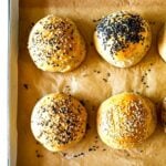How to make Sourdough Buns with leftover over sourdough starter or discard that are light and airy (like a brioche bun) in 2 1/2 hours from start to finish, with only 20 minutes of hands-on time. 