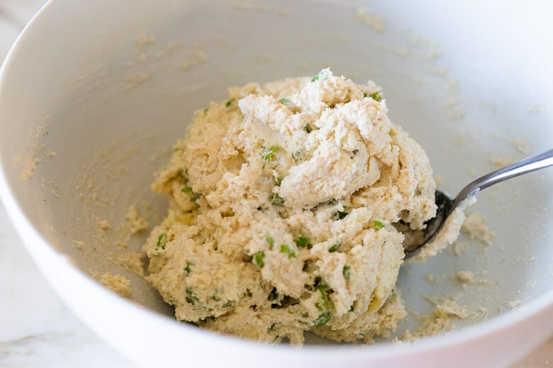 A shaggy dough for sourdough biscuits. 