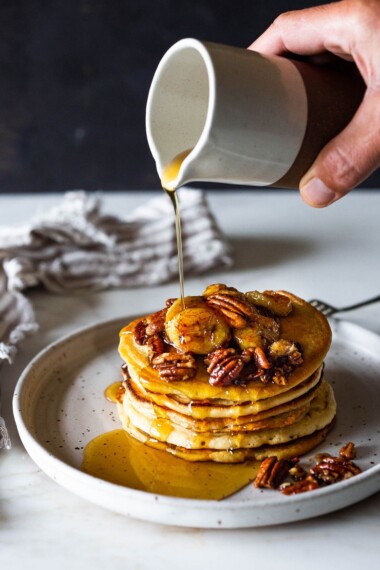 How to make Sourdough Pancakes using sourdough starter or discard. A quick and easy recipe that can be made with any type of flour- bread flour, whole wheat, einkorn, spelt or a mix. 