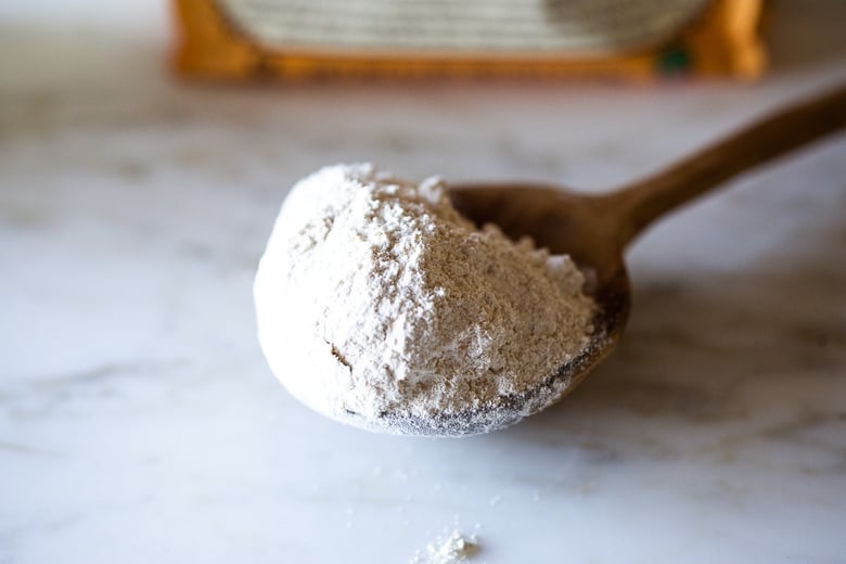 flour in a spoon