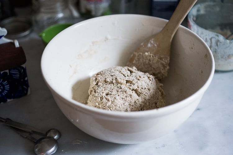 A beginner's recipe for sourdough bread that requires no kneading and rises overnight. Easy and simple!