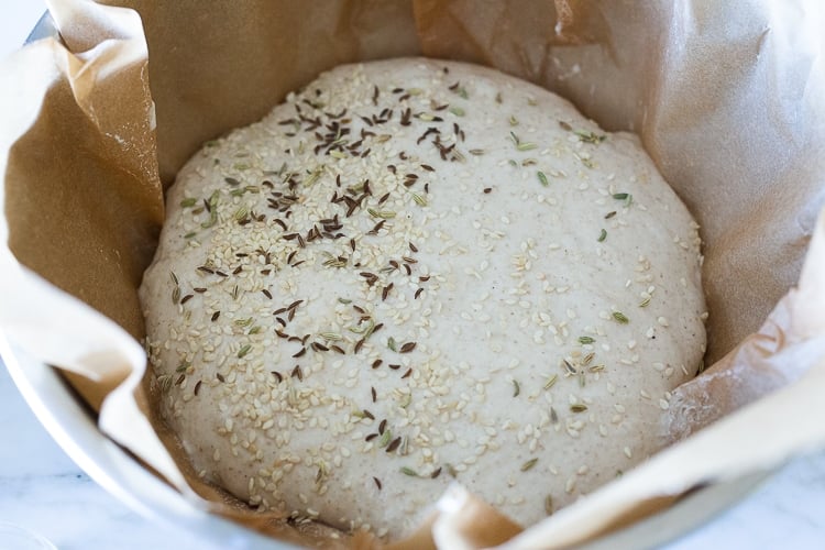 rising sourdough in a bowl