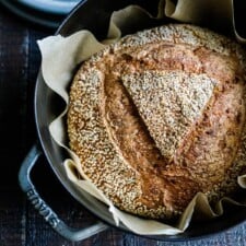 Homemade sourdough bread, natural leaven for bread in a glass jar