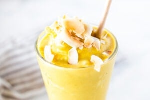 a vegan toasted coconut smoothie