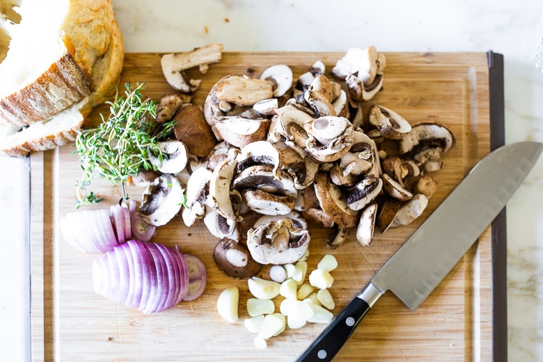 making mushroom toast 