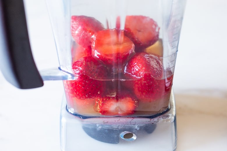 An easy recipe for fresh Strawberry Margaritas using ripe, juicy, in season strawberries! These blended Strawberry Margaritas are light and refreshing and go down a little too easy! Naturally sweetened, nicely balanced with the best flavor! 