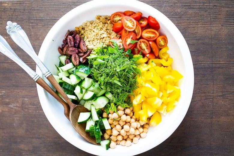 Ingredients in the quinoa salad.