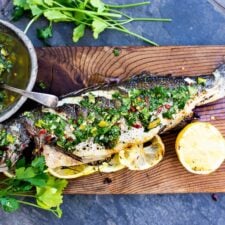 Grilled Whole Branzino With Preserved Lemon Gremolata