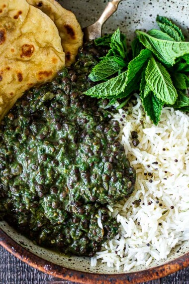 A healthy recipe for Lentil Dal with Spinach, sometime called Saag Dal, this is bursting with authentic Indian flavors!
