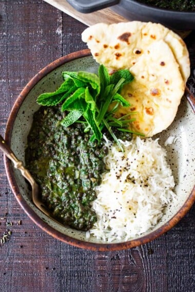 Our 20 BEST Vegetarian Recipes | Emerald Dal - is one of the most delicious, plant-based Indian meals! This version is packed with Spinach making it especially high in nutrients and flavor! Rich, fragrant, and packed with protein, think of this Spinach Lentil Dal - like Saag Paneer, but substituting lentils instead of the Cheese! Super tasty and healthy.  #dal #lentilrecipes #lentildal