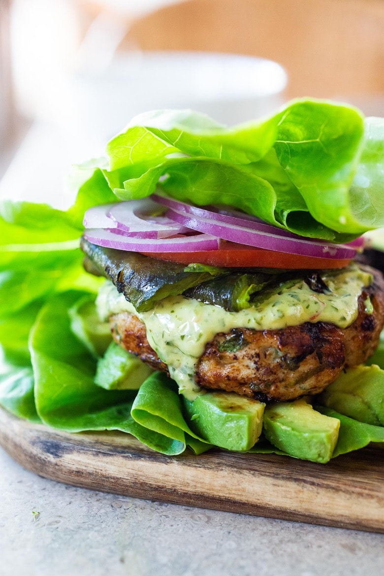 Lettuce wrapped Burger! assembling a turkey burger in a lettuce wrap