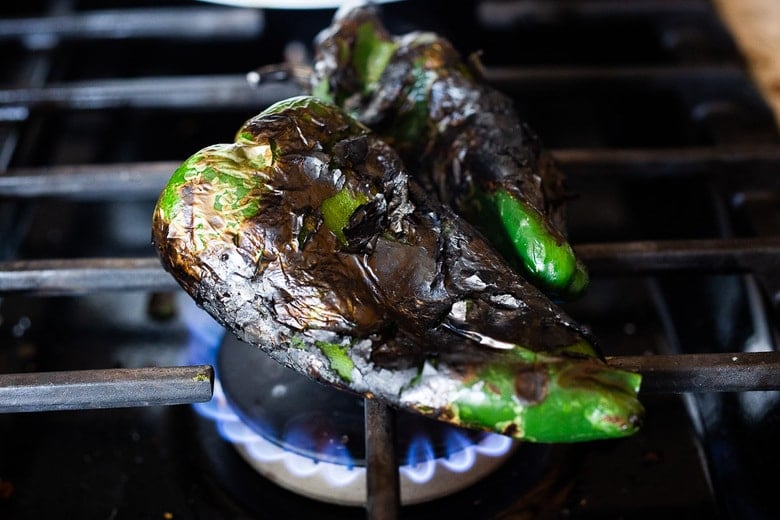 charring poblano peppers 