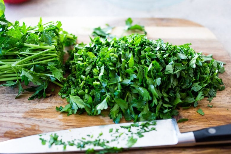 chopped flat leaf parsley for tabouli