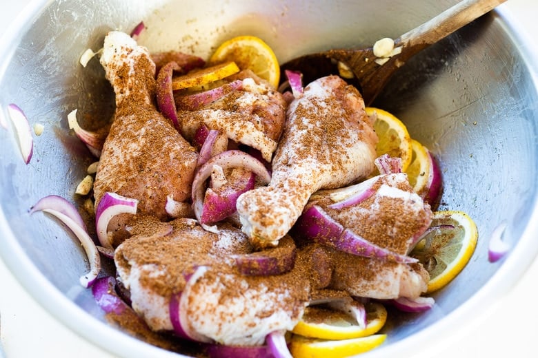 Marinating Lebaneses 7 spice chicken 