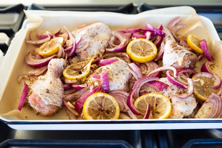 how to make Lebanese 7-spice Chicken- on a sheet pan 