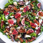 This fresh Fig Salad with arugula, basil, goat cheese, and pecans is perfect for early fall. Tossed with Balsamic Vanilla Vinaigrette, it is a luscious combination of flavors and textures. Video.