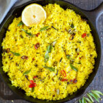 How to make Indian Lemon rice. Infused with Indian spices, this fragrant rice dish is the perfect side to your Indian meals. #lemonrice #indianrice #basmatirice