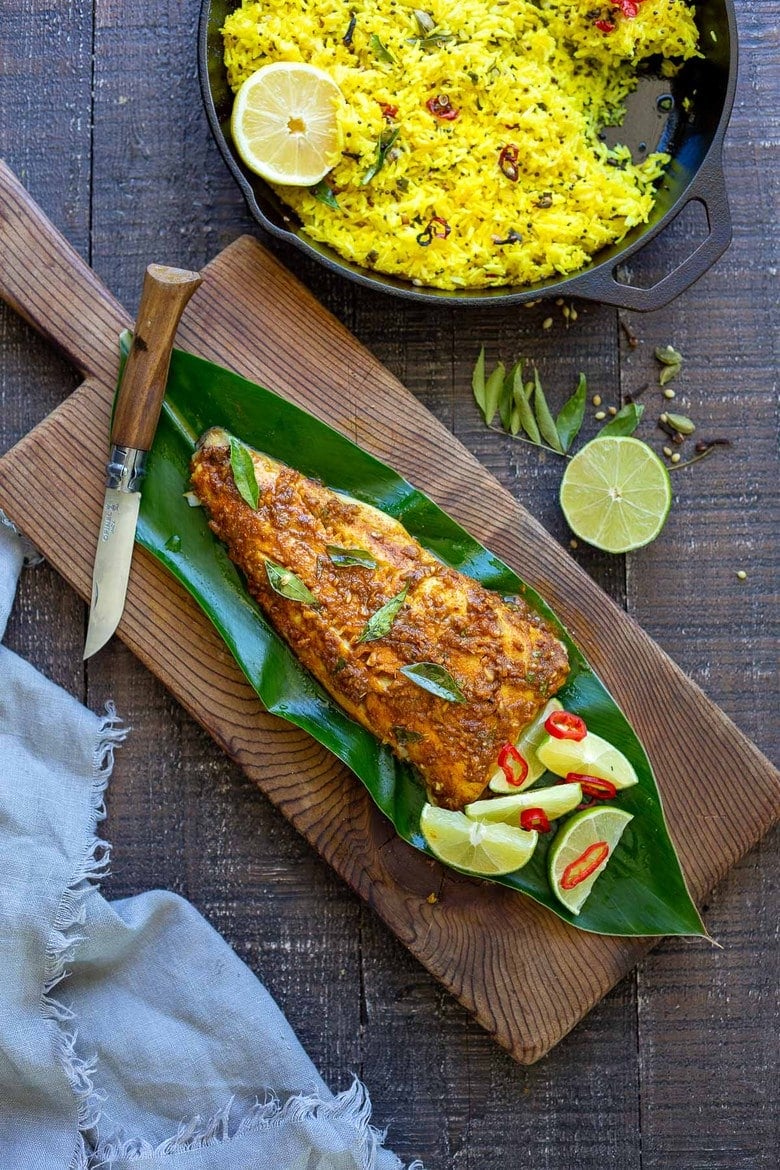 Kerala Fish served with lemon Rice